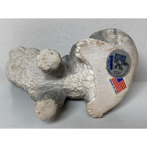 VTG United Design Co Sandicast Stone Critters Cat Tabby Gray White SC- 354 Green - Picture 8 of 9
